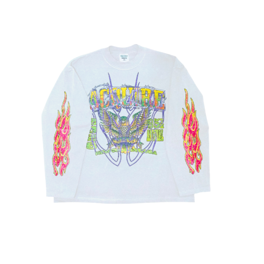 Acquire Oversized “Mardi Gras” LS Tee White