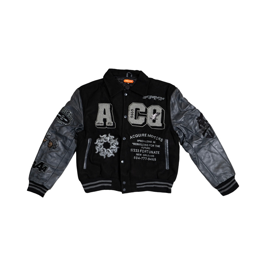 Acquire "ACQ" Letterman Jacket Black